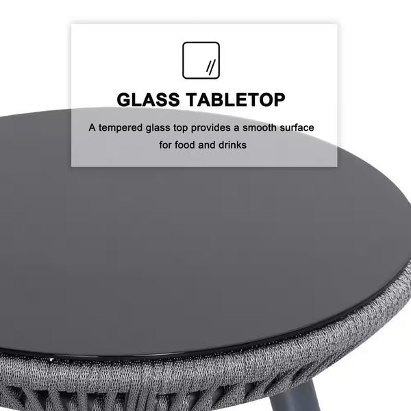 3-Piece Aluminum Outdoor Bistro Set Outdoor Furniture with Grey Cushion