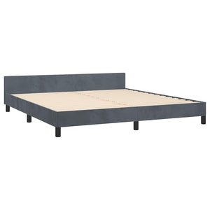 Bed Frame with Headboard Dark Grey Velvet California King Modern