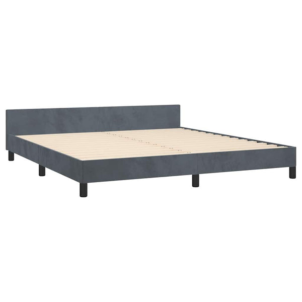 Bed Frame with Headboard Dark Grey Velvet California King Modern