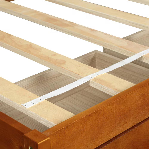 Oak Twin Size Platform Storage Bed with 3 Drawers Storage