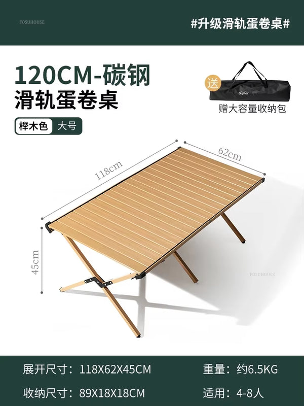 Carbon Steel Egg Roll Outdoor Tables Picnic Barbecue Table and Chair Courtyard Villa Garden Tables Portable Folding Tables GH