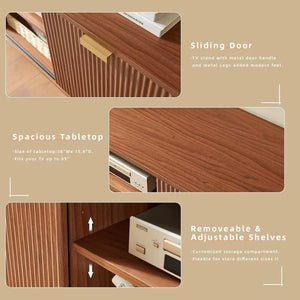 Modern TV Stand, Fluted TV Consoles for Living Room 65+ Inch TV, Entertainment Stand with Storage & Sliding Doors, Media