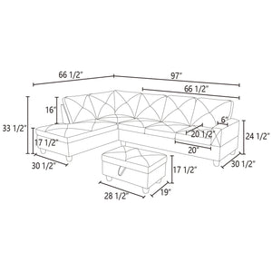 Modern Microfiber L Shaped Couches and Sofas Model, 4 Seat Sectional Sofa Living Room Furniture Sets for Home, Espresso(No Ottomans)