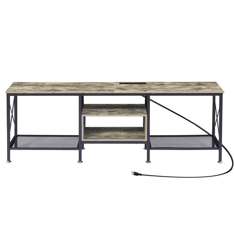 Pridgen TV Stand with Power Outlets, Entertainment Center Media Console with Charging Station