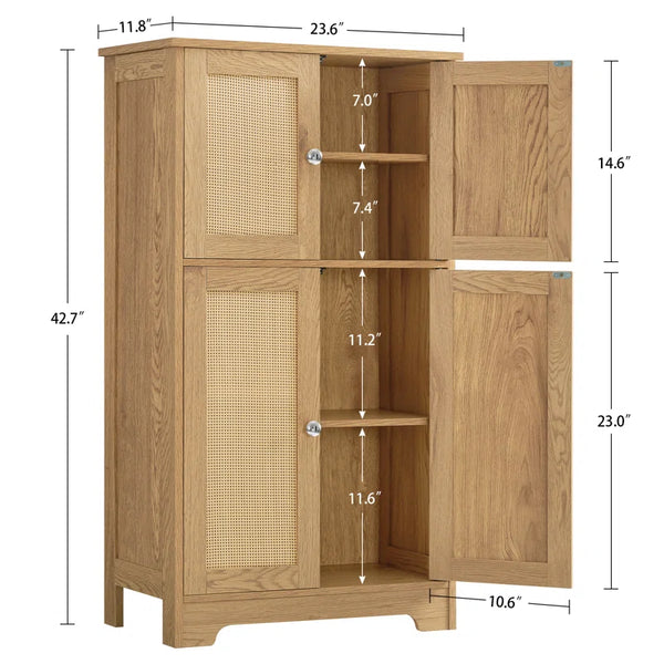 Jussiah Storage Cabinet,Bathroom Storage Cabinet with 4 Doors & Adjustable Shelf