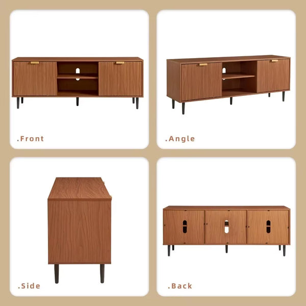 Modern TV Stand, Fluted TV Consoles for Living Room 65+ Inch TV, Entertainment Stand with Storage & Sliding Doors, Media