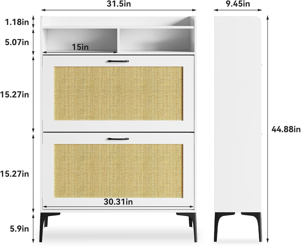 Rattan Shoe Cabinet Storage for Entryway, Freestanding Shoe Storage Cabinet With