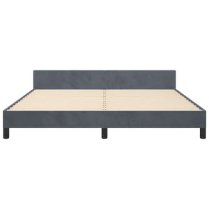 Bed Frame with Headboard Dark Grey Velvet California King Modern