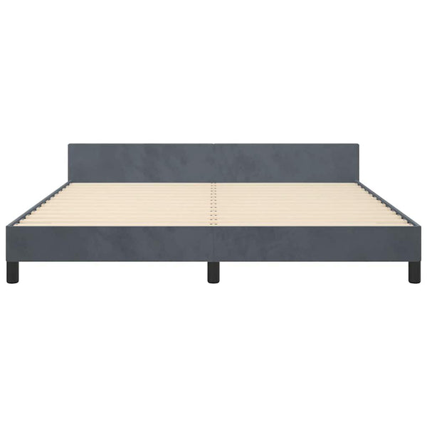 Bed Frame with Headboard Dark Grey Velvet California King Modern