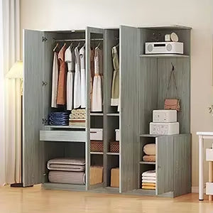 Modern 3-Door Wardrobe with 2 Drawers, Shelves and Hanging Rail, Freestanding Armoire Wardrobe Closet, Clothes Storage Cabinet