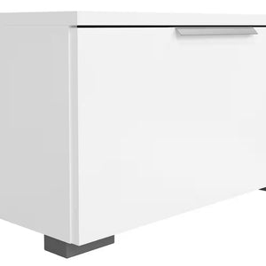 Match 68 In. White High Gloss Engineered Wood TV Stand Fits Tvs up to 45 In. with Adjustable Shelves