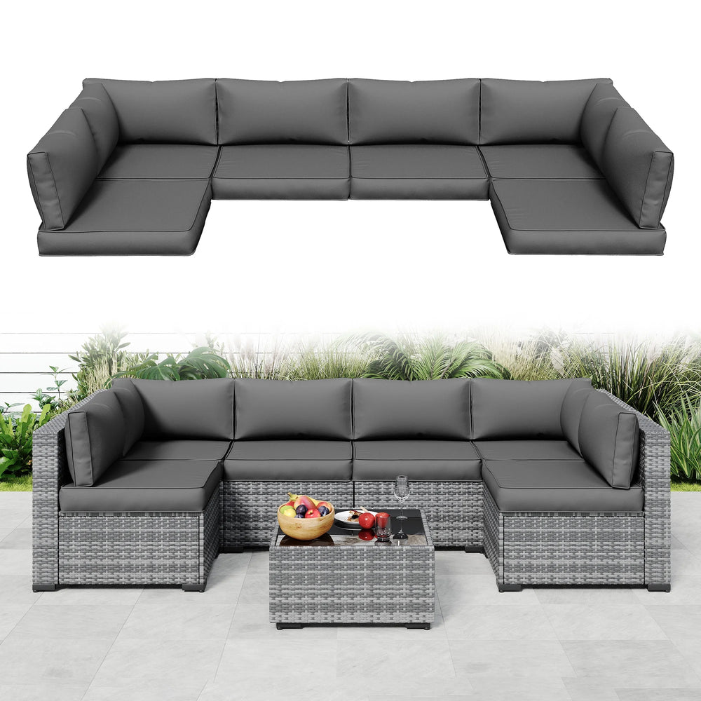 Outdoor Cushions for Patio Furniture Replacement, Patio Furniture Cushions, Deep Seat Patio Cushions, Patio Seat Cushions for Outdoor Sectional (Grey)