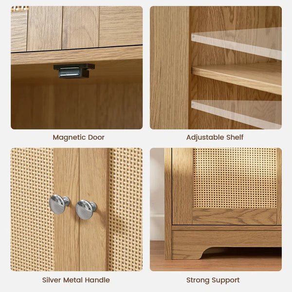 Jussiah Storage Cabinet,Bathroom Storage Cabinet with 4 Doors & Adjustable Shelf