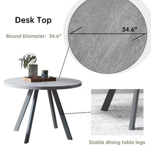 Modern Gray MDF 35.4 In. Black Metal Legs Dining Table (Seats 4)