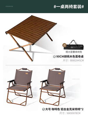 Carbon Steel Egg Roll Outdoor Tables Picnic Barbecue Table and Chair Courtyard Villa Garden Tables Portable Folding Tables GH