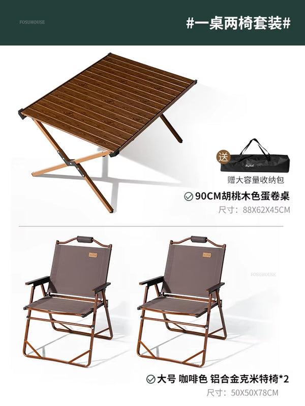 Carbon Steel Egg Roll Outdoor Tables Picnic Barbecue Table and Chair Courtyard Villa Garden Tables Portable Folding Tables GH