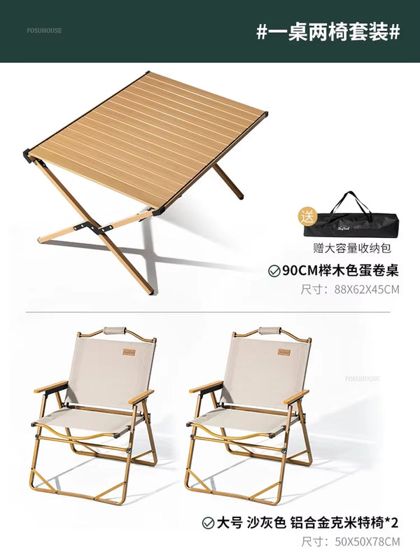 Carbon Steel Egg Roll Outdoor Tables Picnic Barbecue Table and Chair Courtyard Villa Garden Tables Portable Folding Tables GH