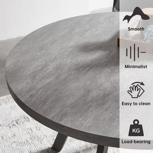 Modern Gray MDF 35.4 In. Black Metal Legs Dining Table (Seats 4)